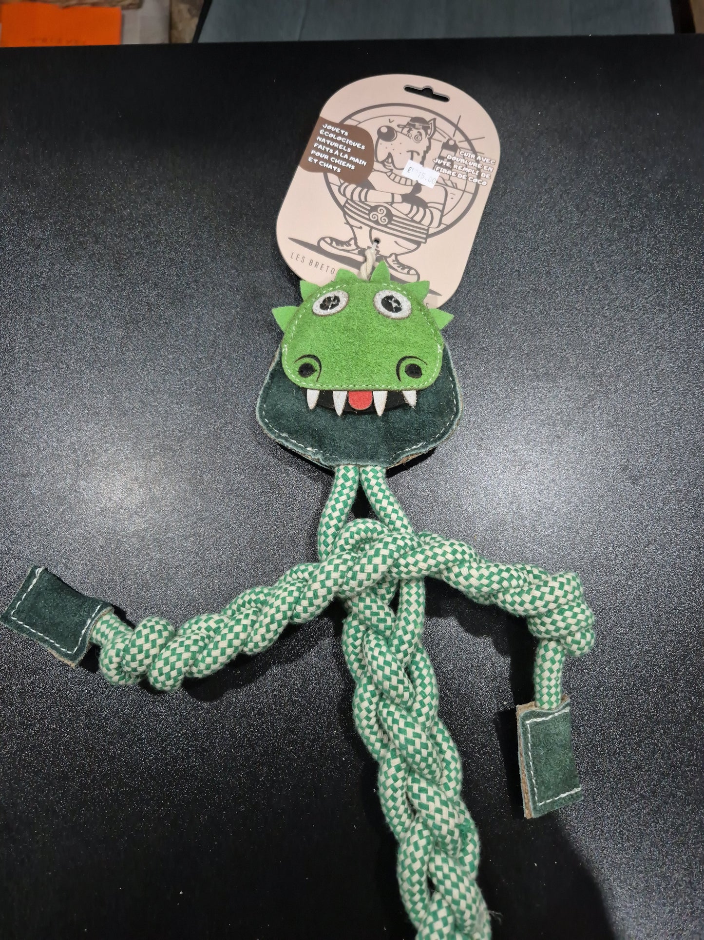 Corde à tirer cuir et corde en jute