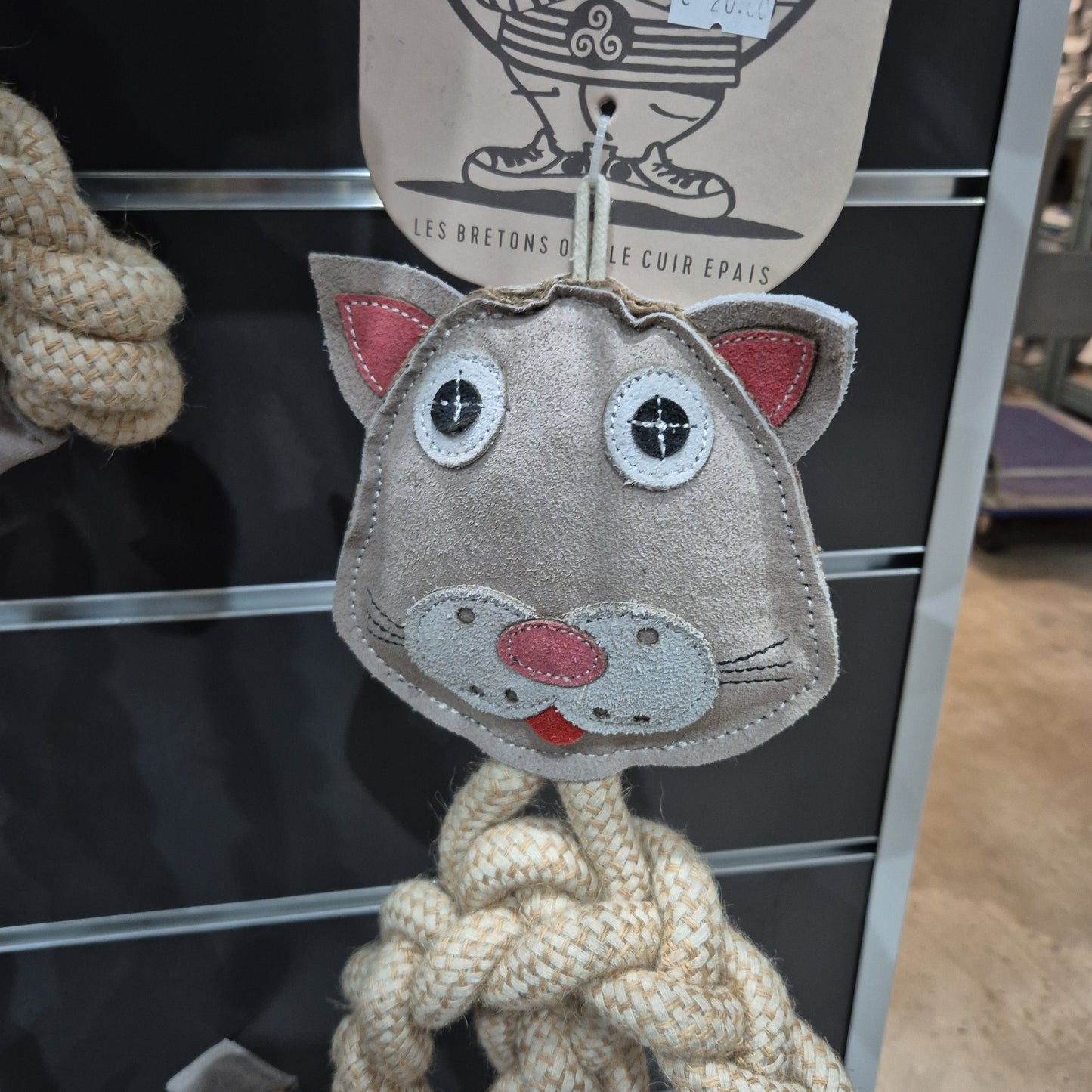 Corde à tirer cuir et corde en jute
