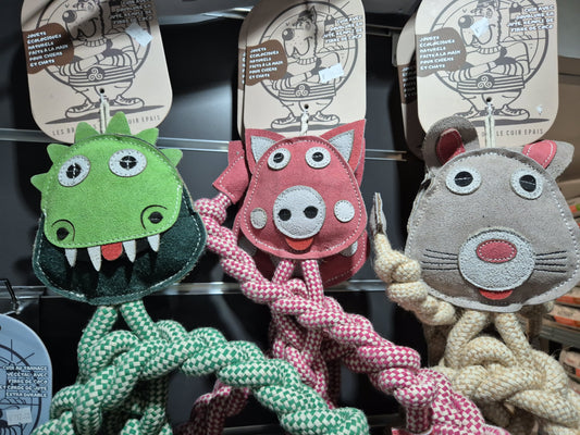 Jouet résistant corde de jute et cuir